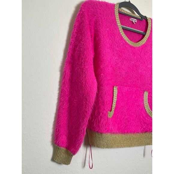Juicy Couture Women's Fuzzy Textured Sweater Hot Pink S Y2K AHS Style Nostalgia - Picture 10 of 14